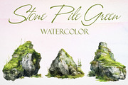 Watercolor Stone Pile Green Vector S, a Pattern Graphic by Deckar_art (Thumbnail 1 of 3)