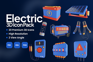 Electric 3D Icon Pack