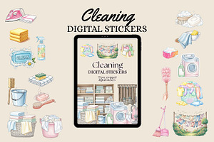 Cleaning Goodnotes Stickers, a Decorative Illustration by ikarifq shop