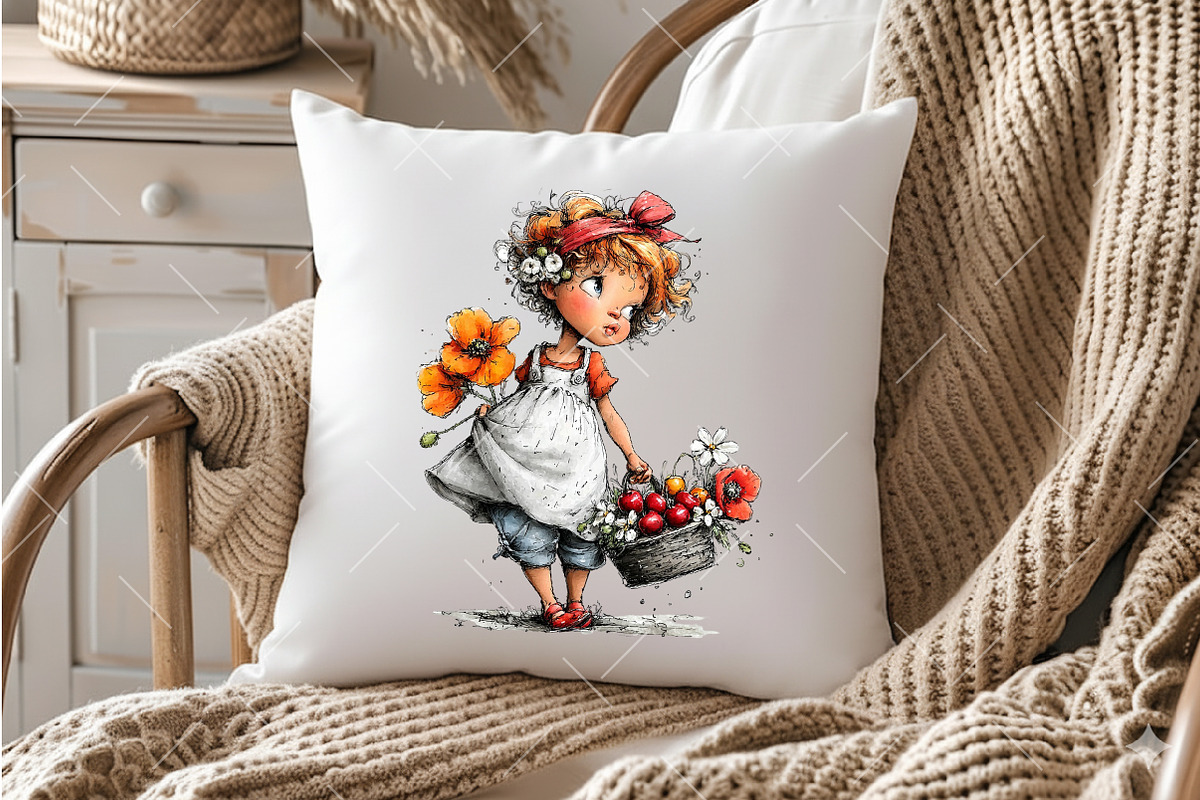 Whimsical Poppy Girl PNG Clipart Set, a Seasonal Illustration by OK Design (Photo 4 of 6)