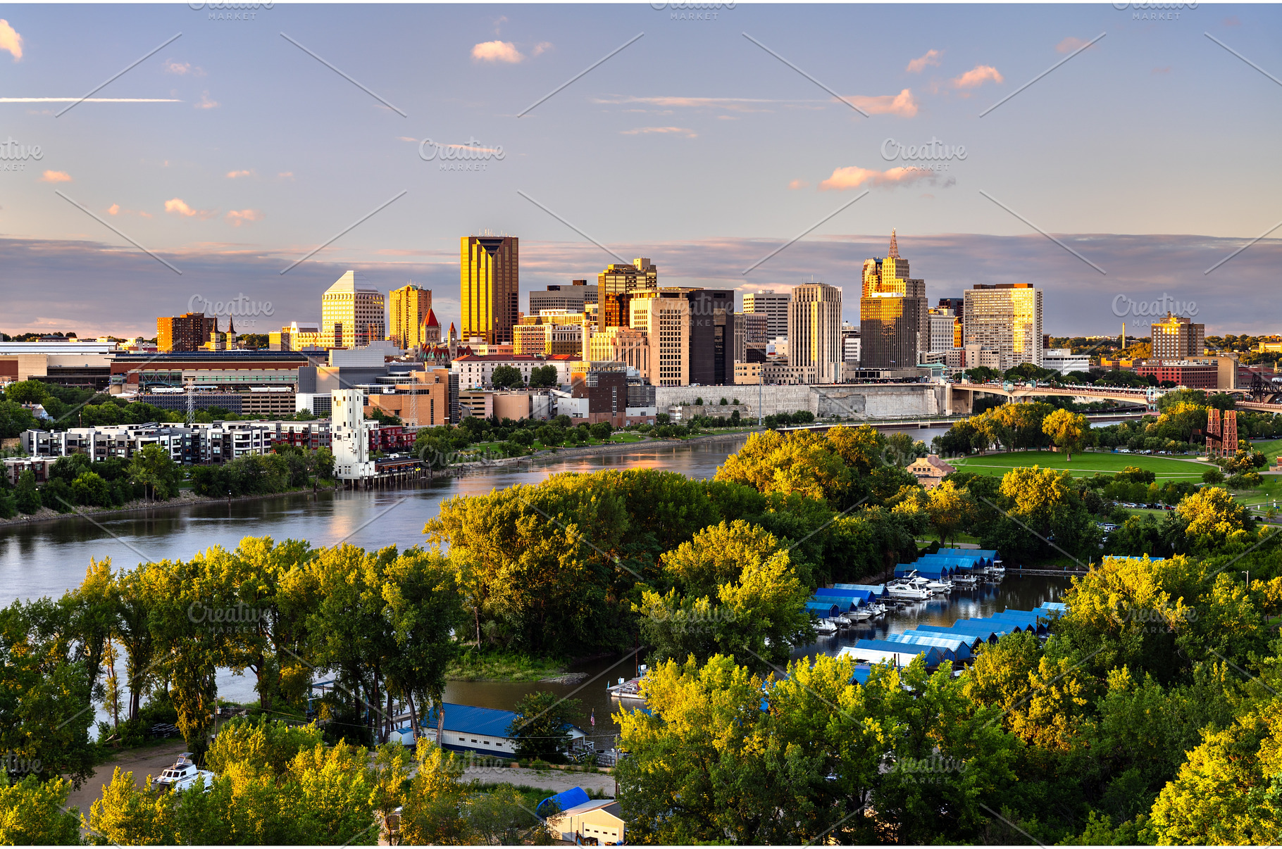 Saint Paul skyline and Mississippi, an Architecture Photo by Leonid Andronov
