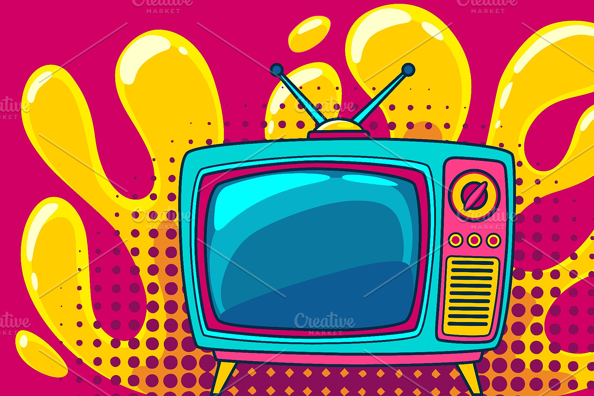 Comic retro tv on halftone and, an Object Illustration by Things for designers (Photo 3 of 3)