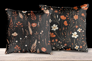 Black Floral Rustic Terracotta