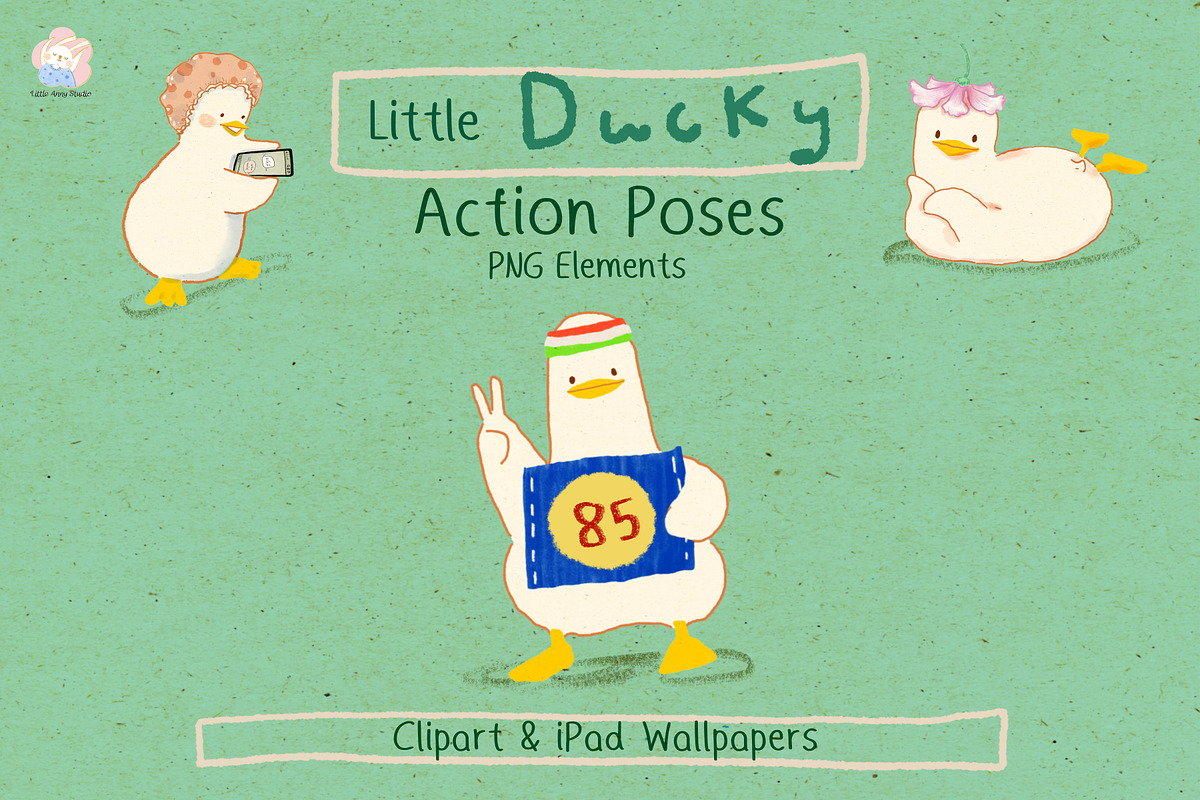 Little Ducky Action Poses PNGClipart, a Decorative Illustration by Annyillustration (Photo 1 of 5)