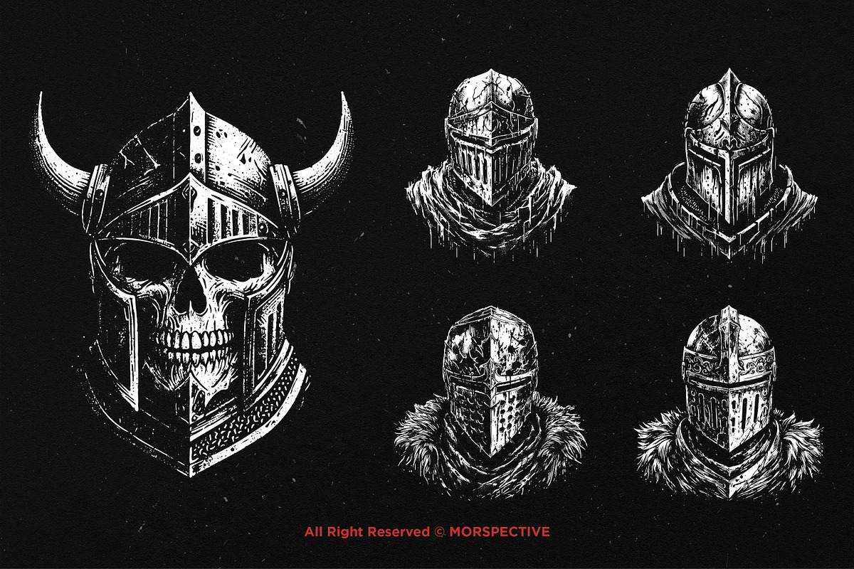 10 Bundle Dark Art Skull Warrior, an Illustration by Morspective (Photo 3 of 7)