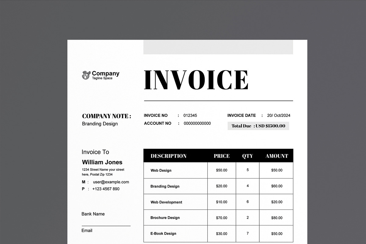 Invoice Design Template, a Stationery Template by MightyDesign (Photo 4 of 8)