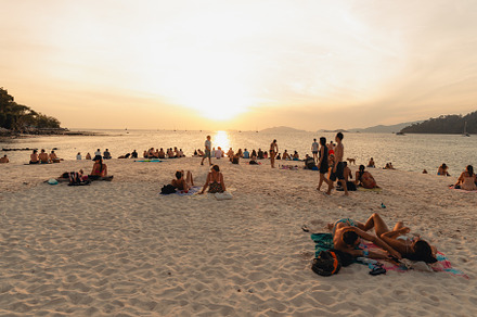 Seaside beach and sunset people come to watch the view, a Nature Photo by Art Rachen