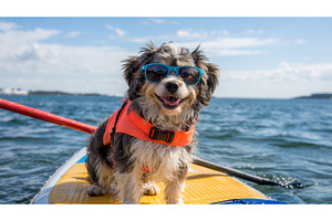 Adorable dog wearing sunglasses and, an Illustration by tilialucida