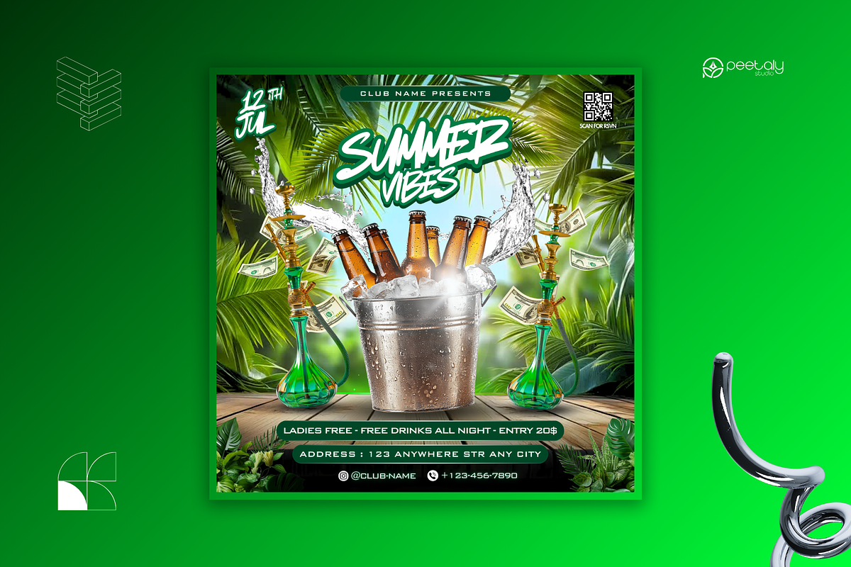 Summer Vibes Flyer Animated Template, a Flyer Template by PeetalyStudioDesigns (Photo 5 of 6)