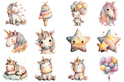 Watercolor Cute Unicorn Clipart, an Illustration by Sublimation Artist (Thumbnail 4 of 7)