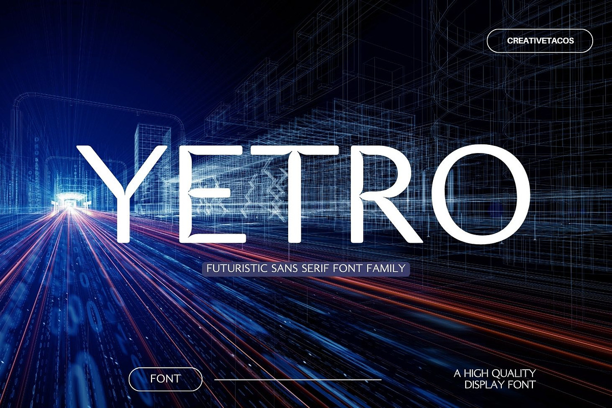 Yetro Futuristic Sans Serif Font, a Sans Serif Font by Creativetacos (Photo 1 of 8)