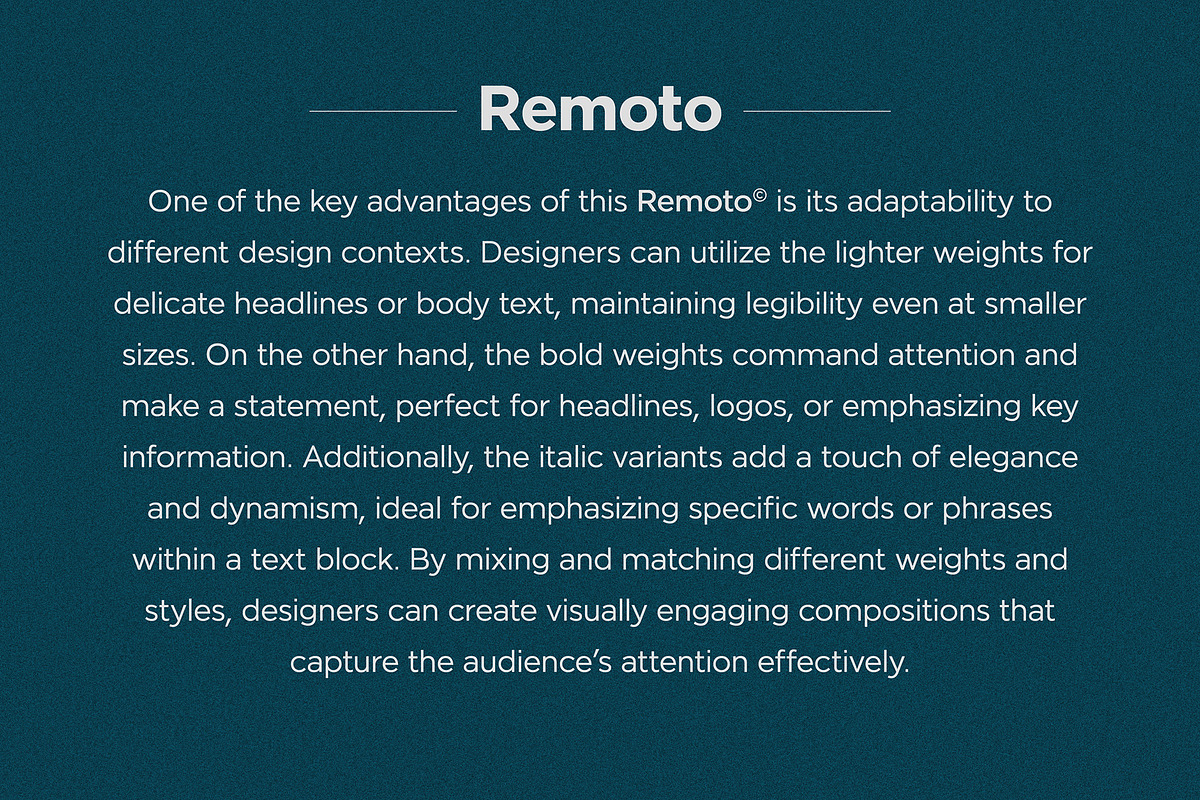 Remoto Typeface, a Sans Serif Font by JAM Type (Photo 10 of 35)
