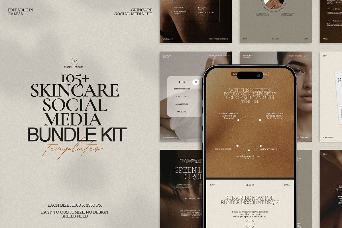 Elegant Skincare Canva Post Kit