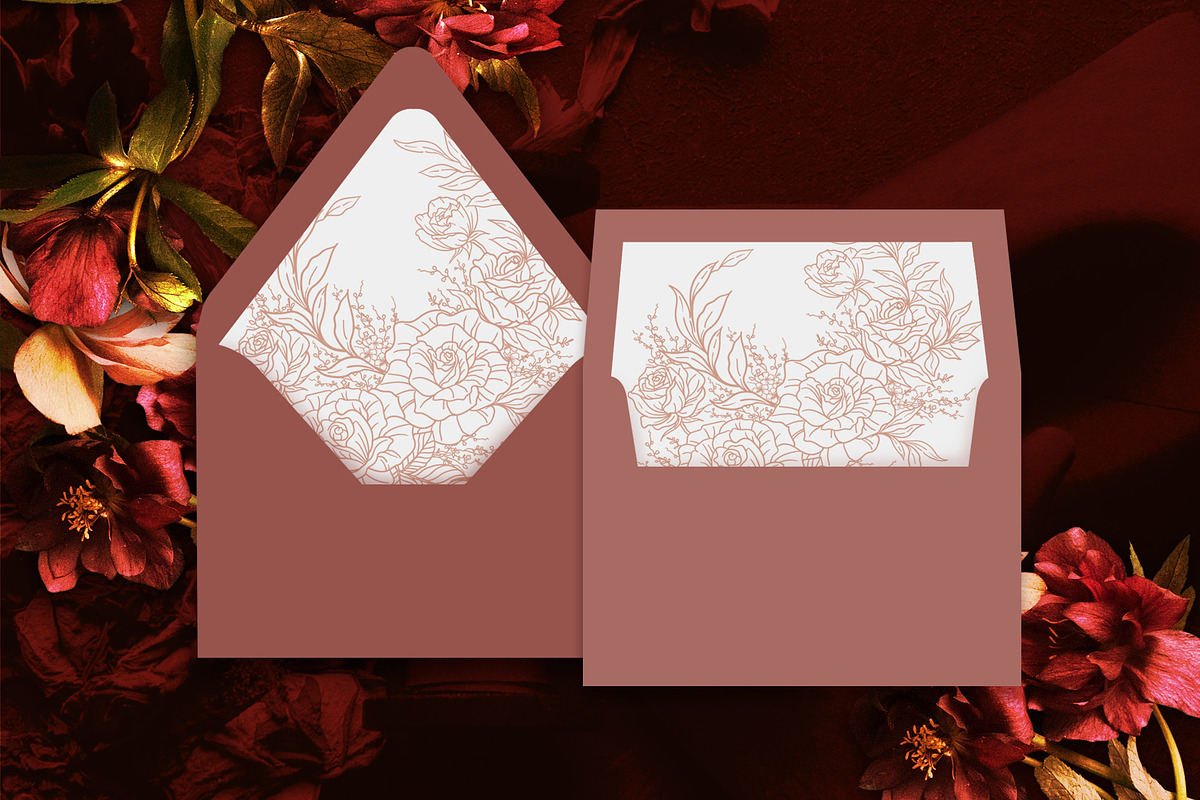 Floral Envelope Liner Template, an Invitation Template by Shwet Art (Photo 2 of 6)