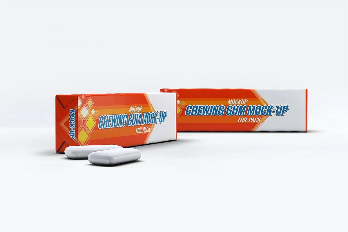 Chewing Gum Package Mock-Up, an Advertising Mockup by Se٧enStudio (Photo 2 of 8)