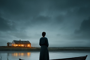 Woman stands in a boat, gazing at, a Person Photo by MistyDay