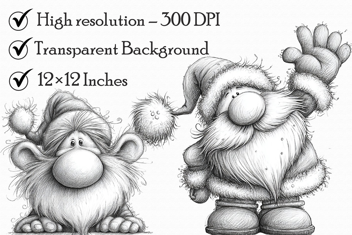 Santa Sketch,Christmas Clipart, an Illustration by Libby Wishes (Photo 7 of 9)