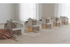Row of modern miniature house models, an Architecture Photo by Igor Tichonow