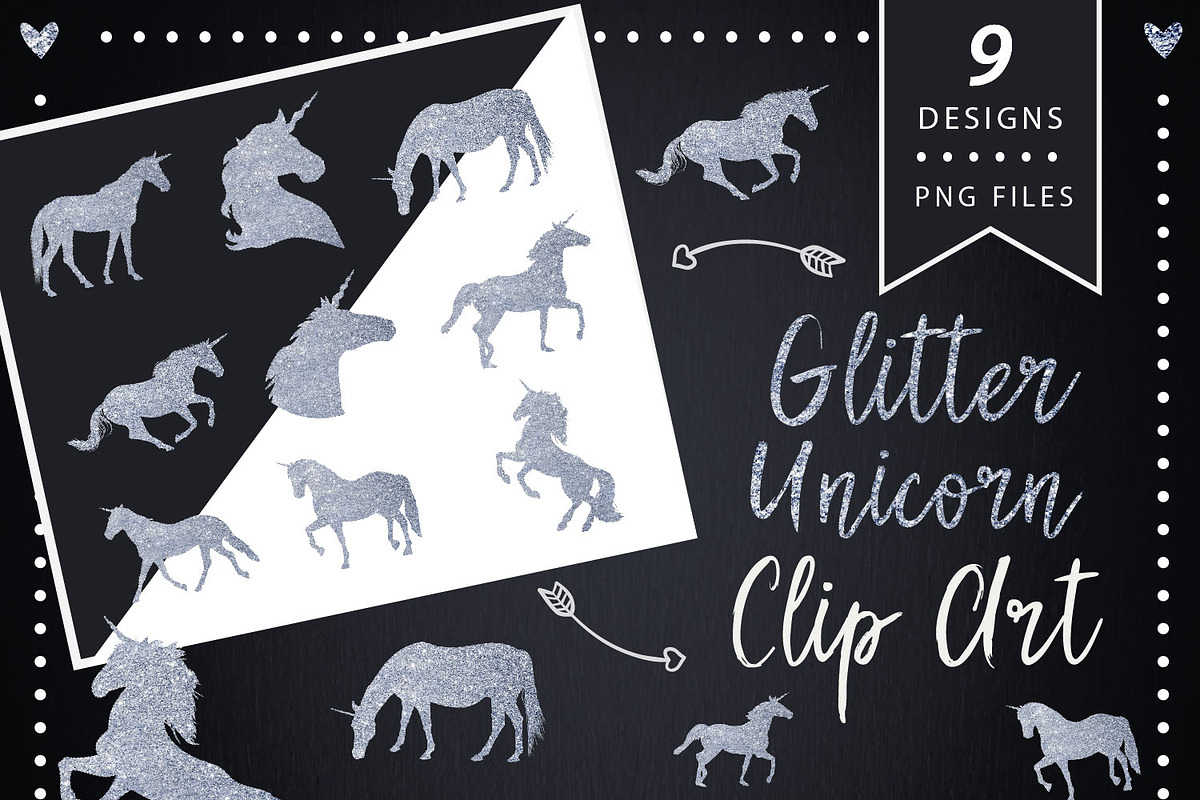 Silver Glitter Unicorns, a Graphic by ConfettiBears (Photo 1 of 5)