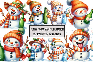 Funny Snowman Sublimation, an Illustration by Design Market