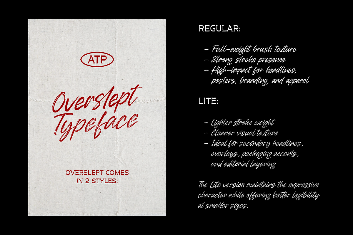 OverSlept - Brush Script Typeface, a Script Font by Typeparties (Photo 2 of 8)