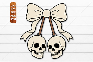 Halloween Skull Bow Laser Cut SVG, an Object Graphic by Canvas Craft