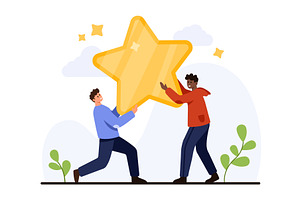 Teamwork Giving Positive Feedback, a Person Illustration by Flashvector