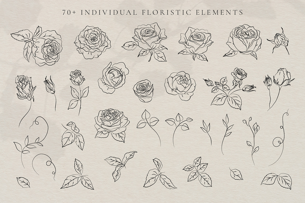 Minimalistic Line Art Roses, a Decorative Illustration by La Petite Line Art (Photo 2 of 12)