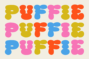 Puffie - Unique Bubble Font, a Font by Studio Funshop by Kelli