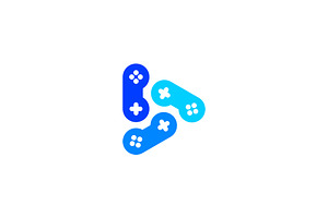 joystick play button triangle logo., a Branding & Logo Template by Rasagama Studio