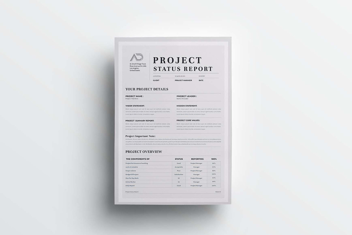 Project Status Report | Word & Indd, a Stationery Template by design_hut (Photo 3 of 6)