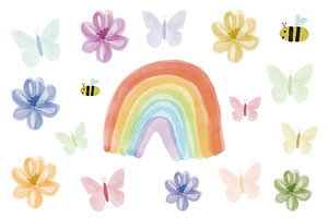 Watercolor Florals & Butterflies