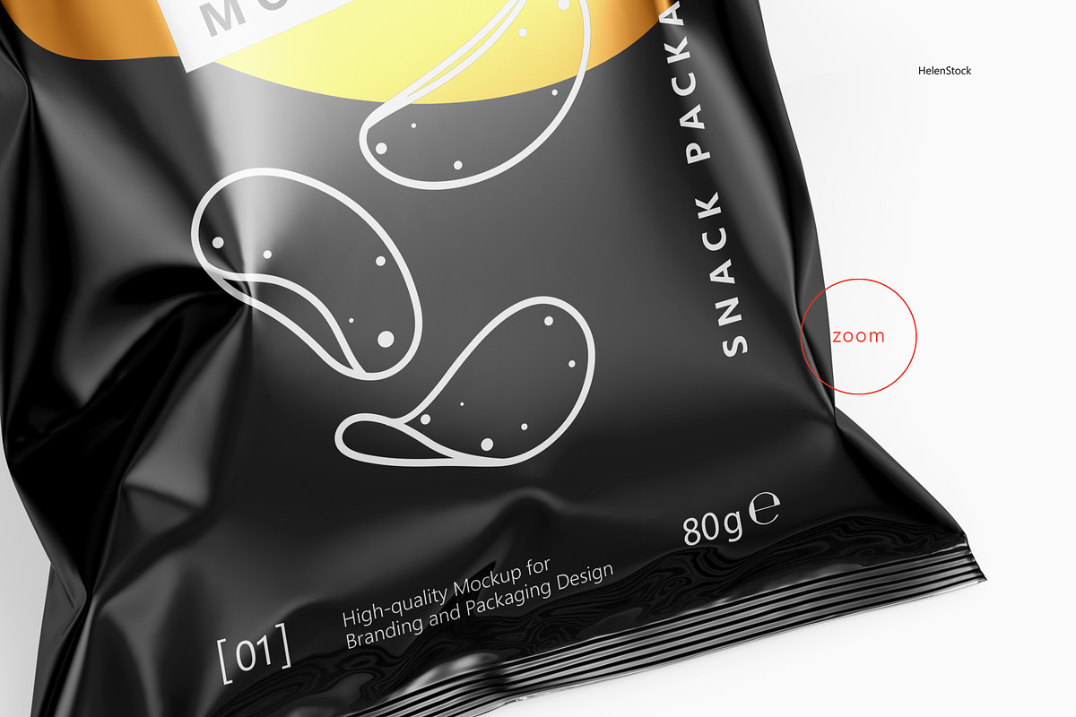 Tilted Glossy Snack Package Mockup, a Packaging Mockup by HelenStock (Photo 8 of 8)