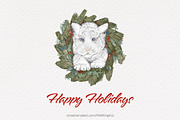 Tiger Christmas Wreath Watercolour, an Illustration by PawGraphic (Thumbnail 11 of 12)