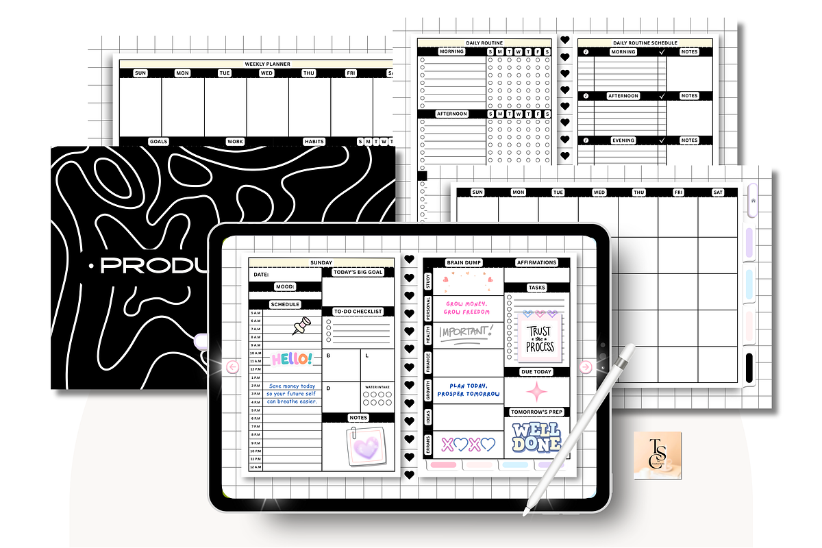 Black Dark Mode Life Digital Planner preview 8