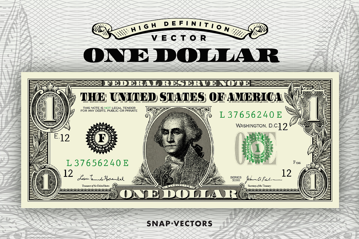 Vector One Dollar, an Illustration by Snap Vectors (Photo 1 of 4)