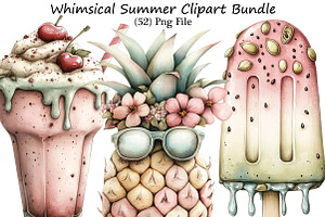 Whimsical Summer Clipart Bundle, an Illustration by DreamPrint404