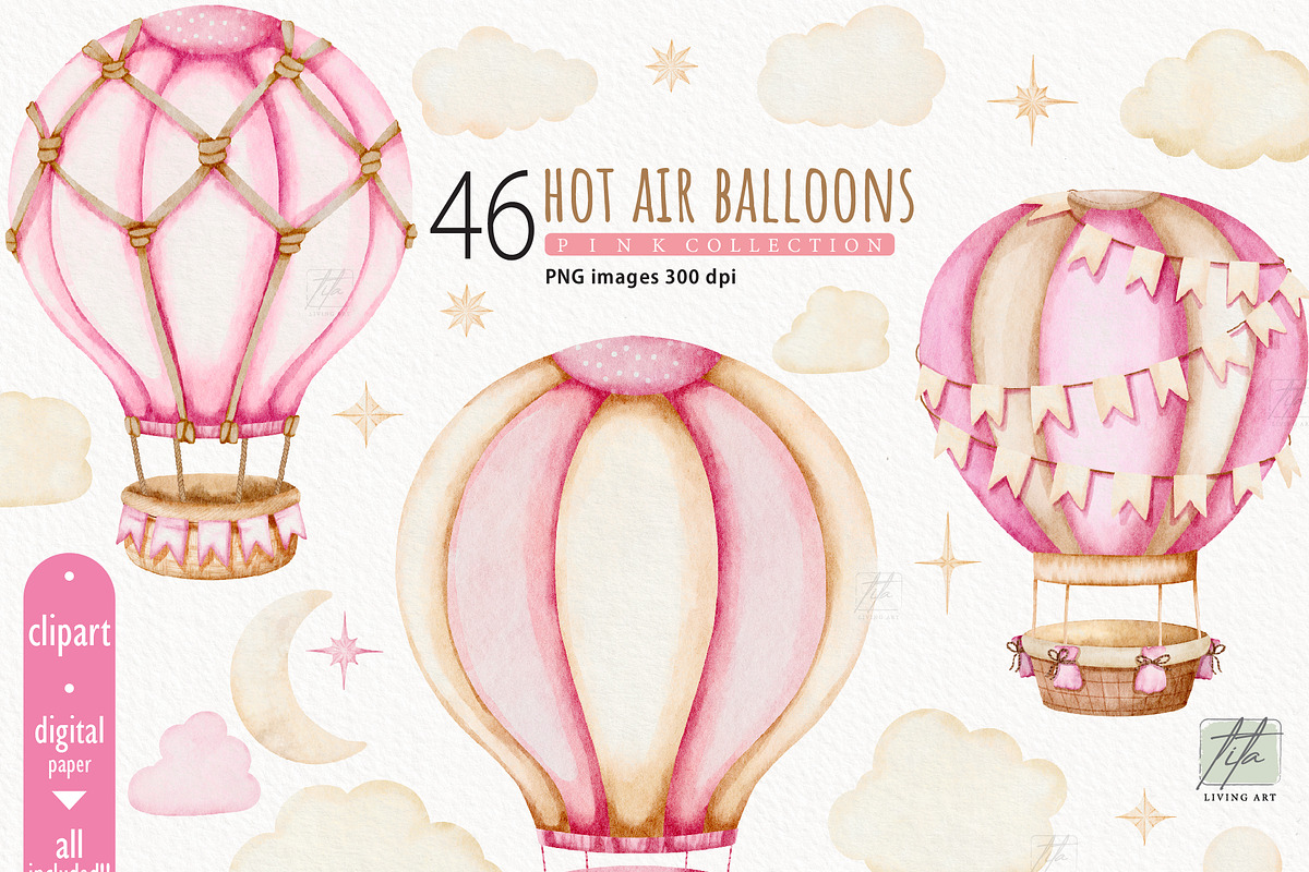 Hot Air Balloon Clipart, a Transportation Illustration by TitaLivingArt (Photo 11 of 11)