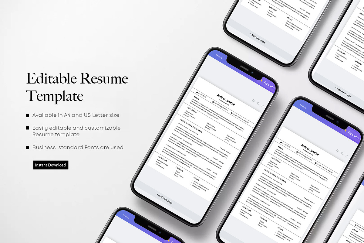 Minimalist Resume Template, Biodata, a Resume Template by BrushstrokeArtGB (Photo 5 of 5)