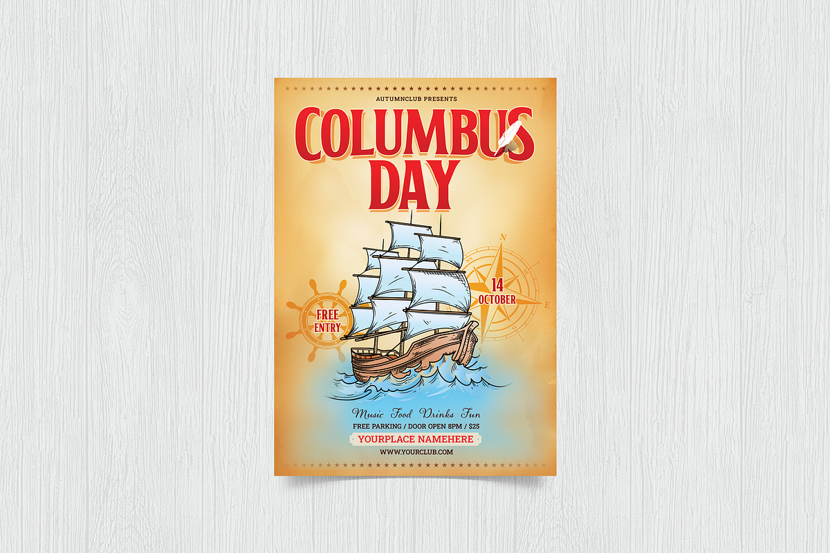 Columbus Day Flyer, a Print Template by DesignWorkz