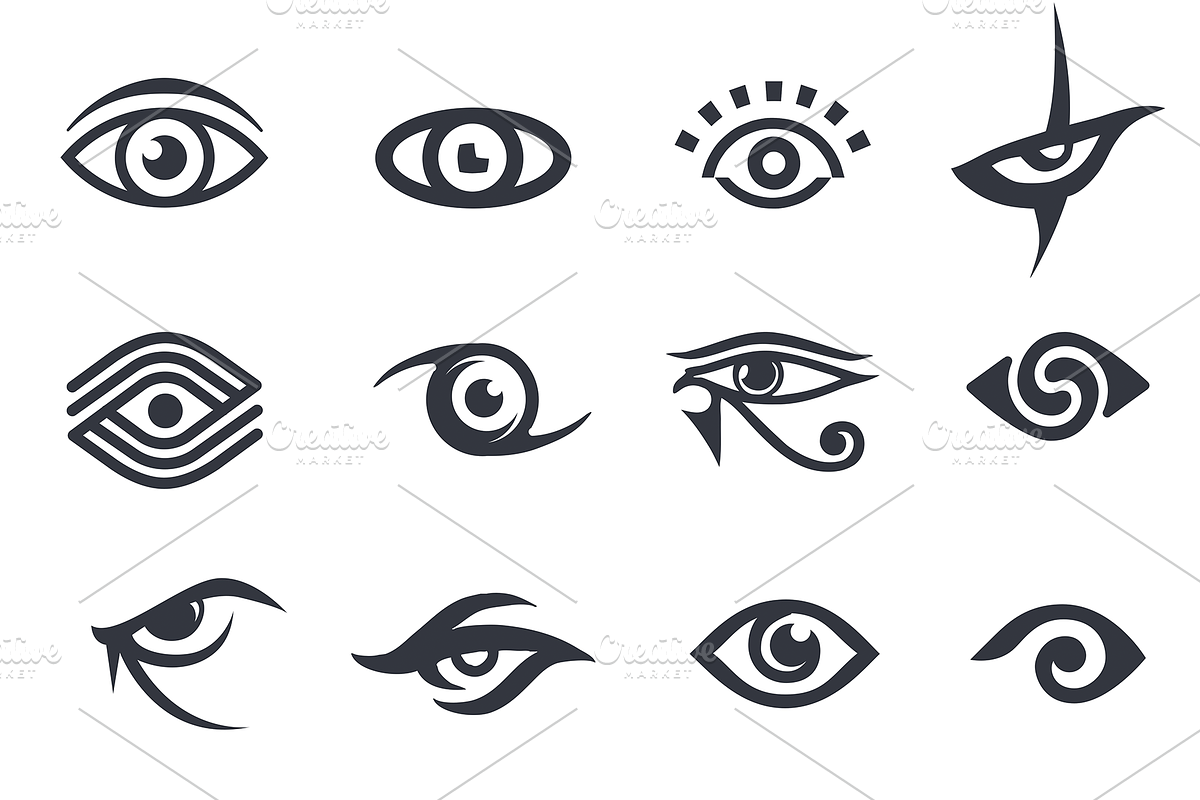Set of different types of eyes, a Solid Icon by ProArt
