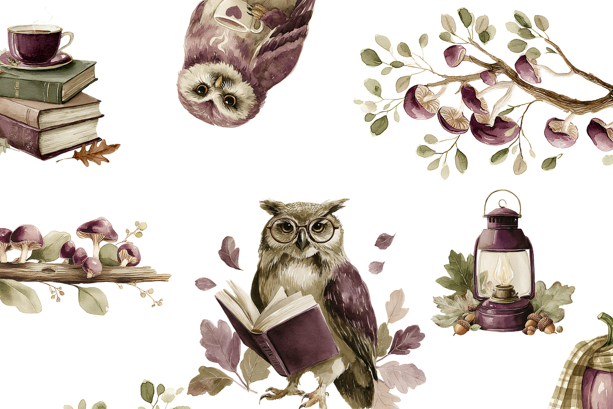 Owl Clipart Set, a Decorative Illustration by Pati Paints (Photo 1 of 10)