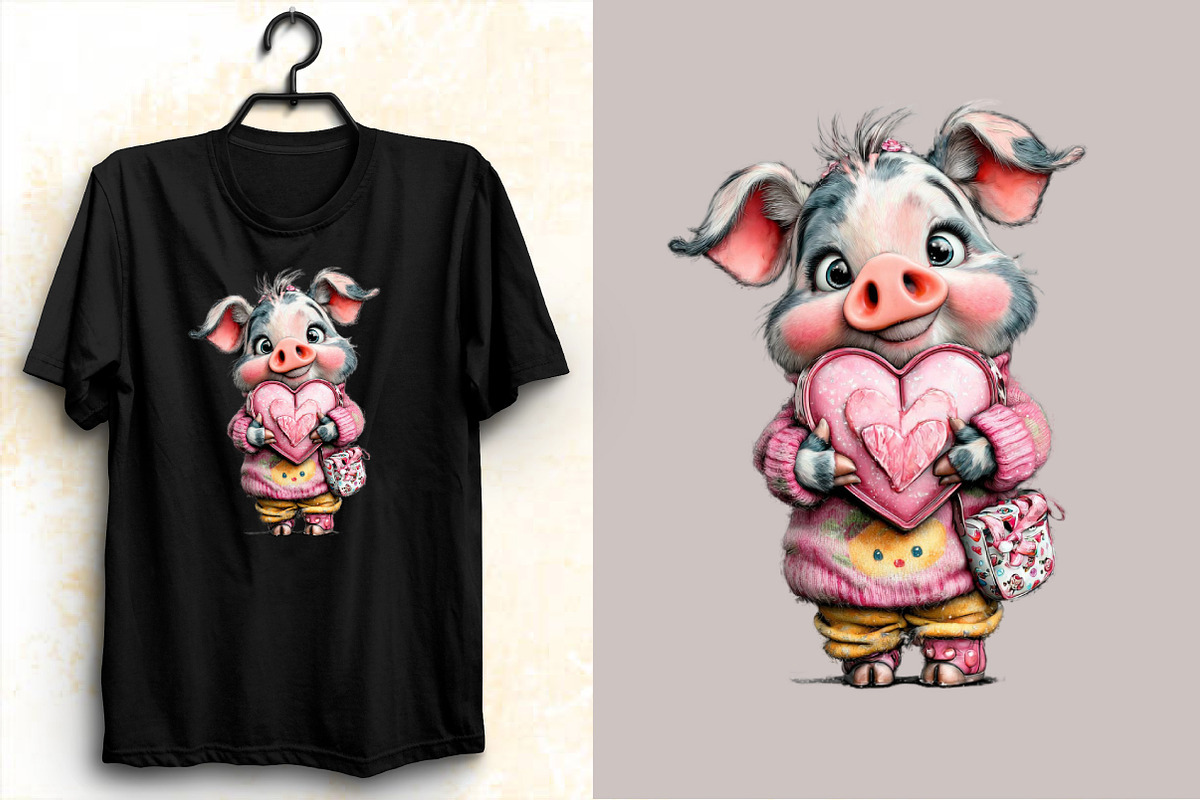 Quirky Valentine Pig Clipart, an Illustration by SVGArt (Photo 5 of 8)