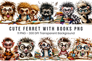 Cute Ferret with Books PNG Bundle, a Graphic by Clipart Bloom (Thumbnail 1 of 12)