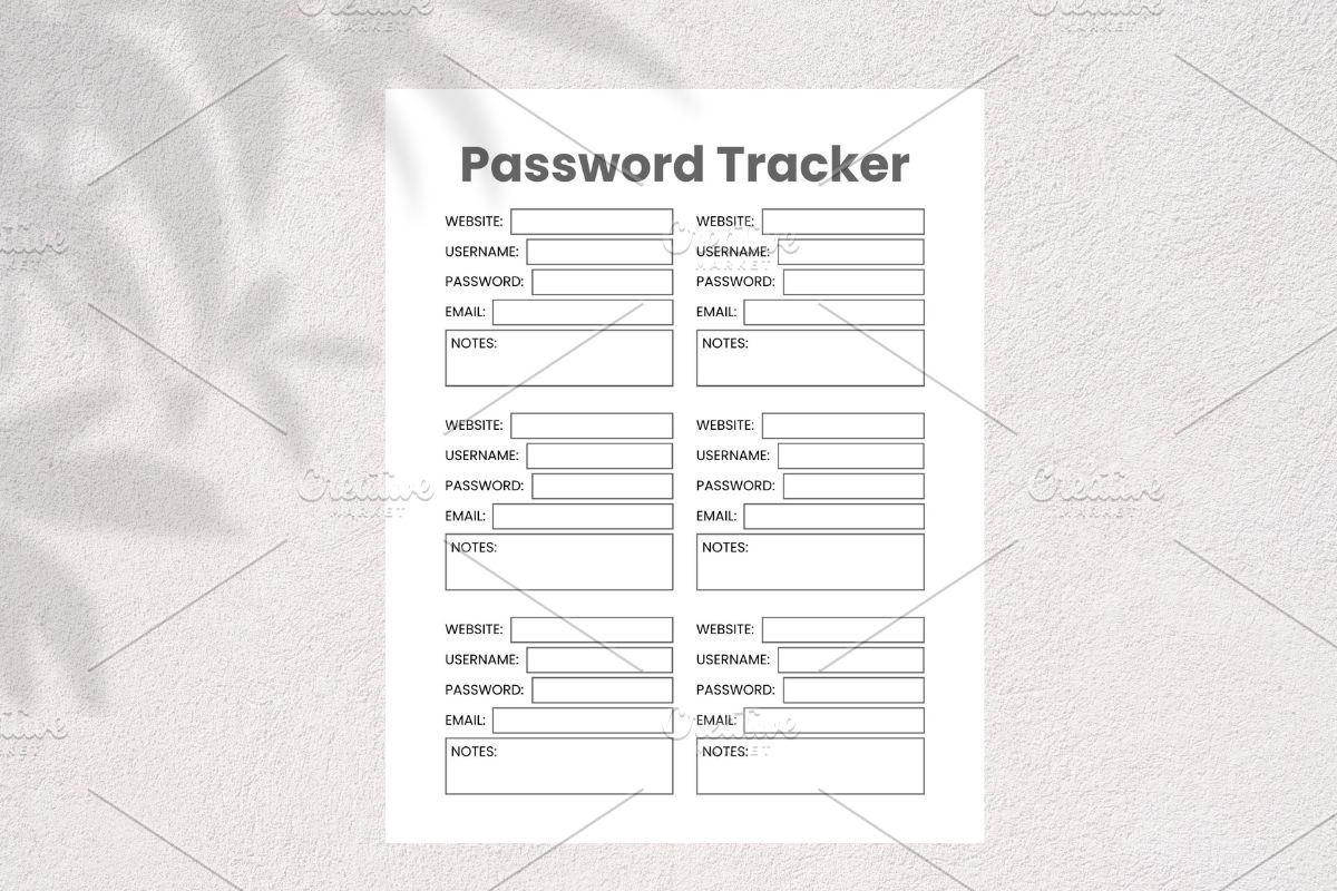 Password Tracker, Password Planner, a Print Template by HillTract (Photo 3 of 5)
