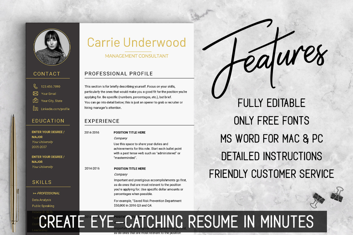 Modern Resume Template with Photo, a Resume Template by LevelUpResume (Photo 2 of 5)