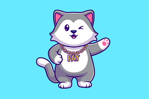 Cute Fat Husky Dog Cartoon, an Animal Illustration by Catalyst Labs