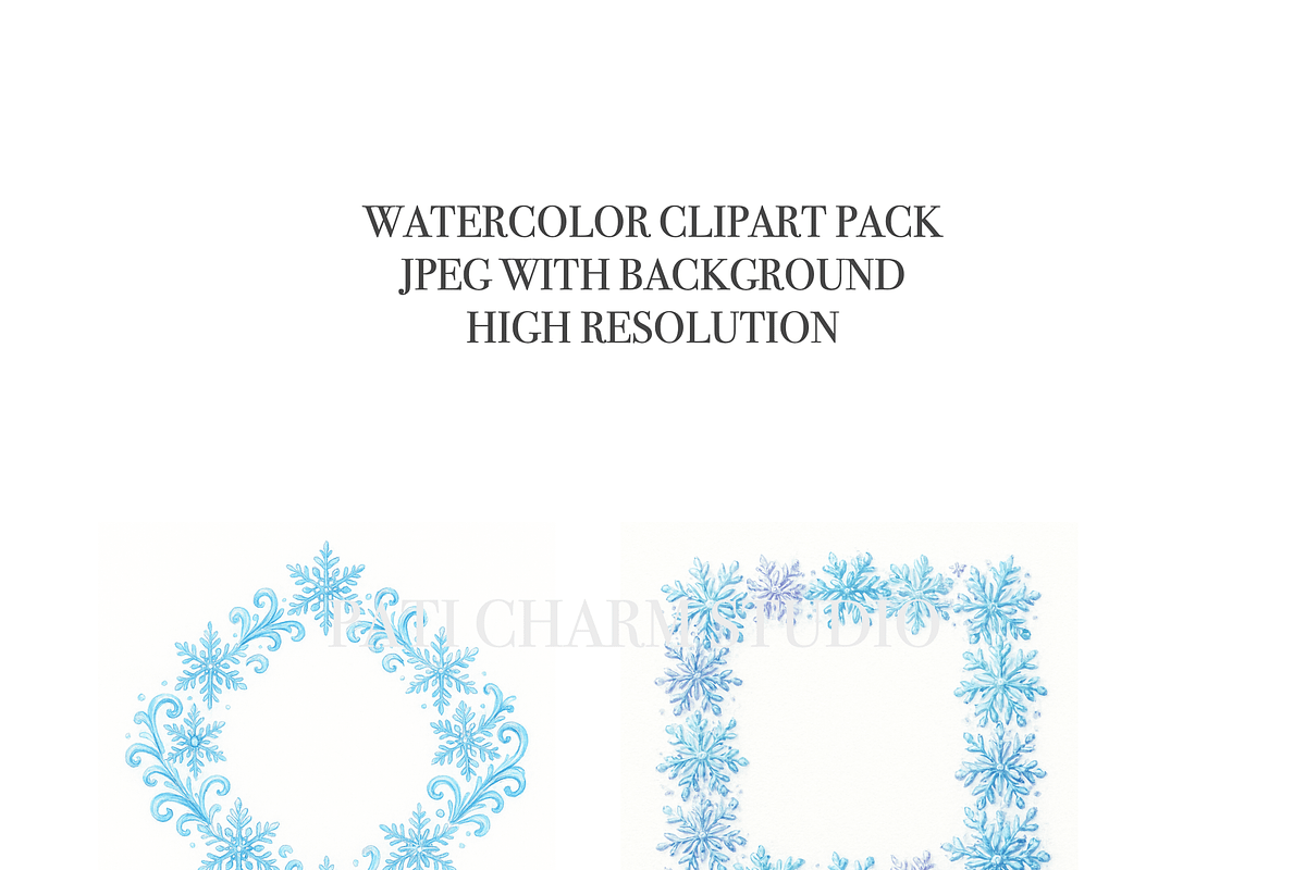 Snowflake Border Clipart Set, a Decorative Illustration by Pati Charm Studio (Photo 4 of 8)