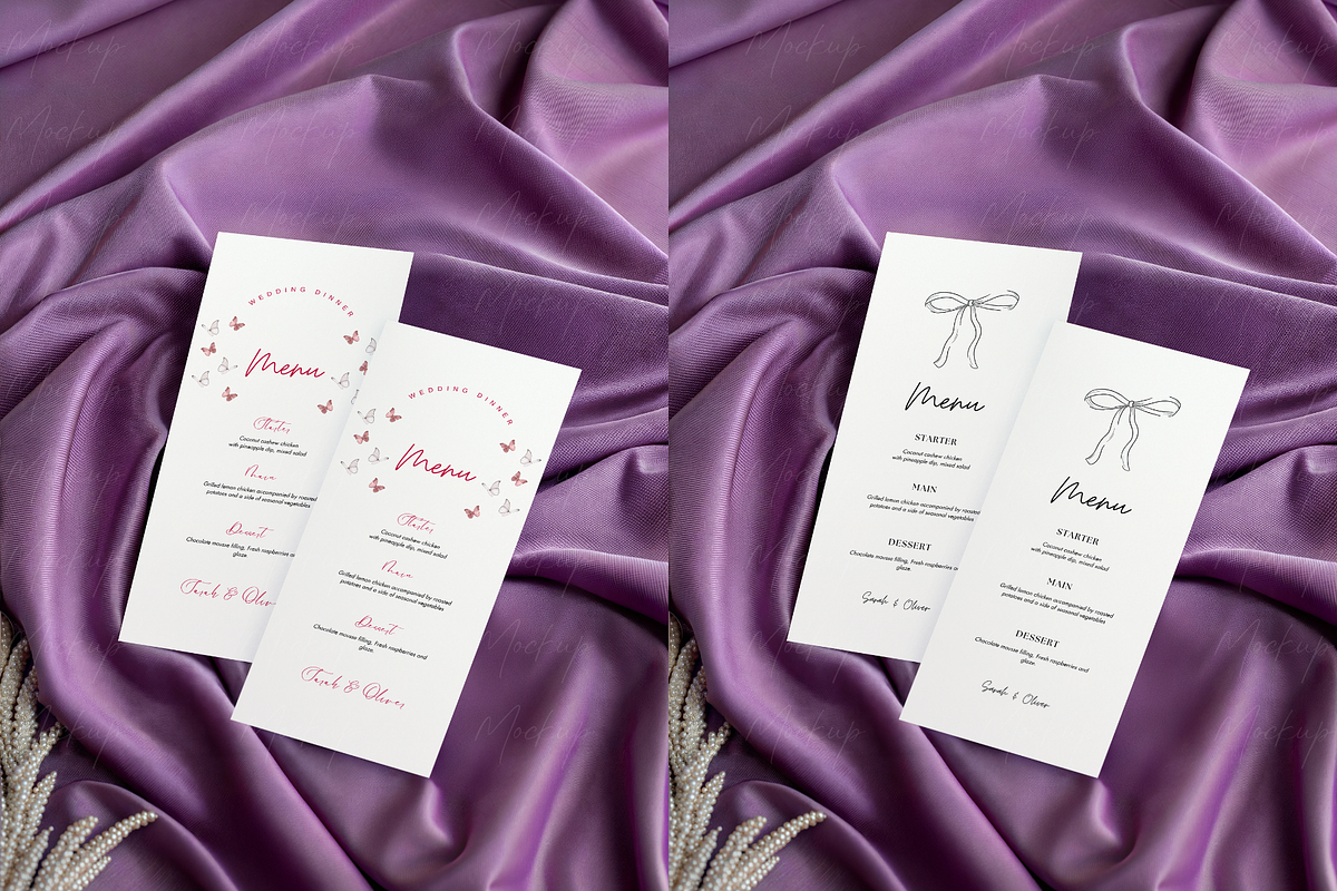 Wedding Menu Mockup Purple Silk, a Product Mockup by TatiMockup (Photo 3 of 3)