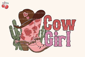 Cowgirl Boot Roses Valentines PNG